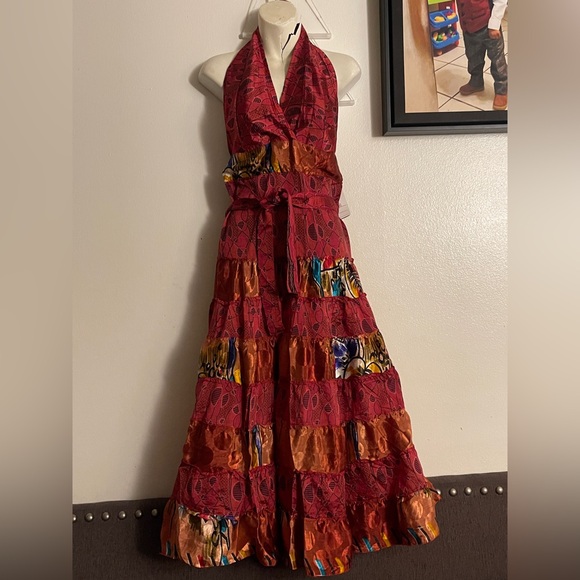 Colorful Halter Maxi Dress - Picture 2 of 5